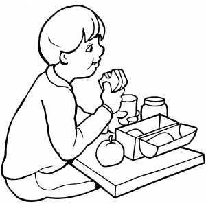 300x300 Boy Eating Lunch Coloring Page