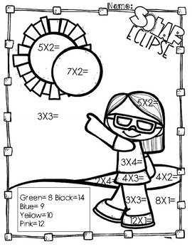 270x350 Solar Eclipse Multiplication Coloring Pages By Aj Bergs Tpt