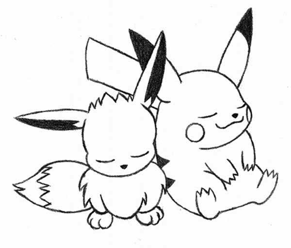 600x510 Pikachu And Eevee Coloring Pages By Amy Adorable Animals