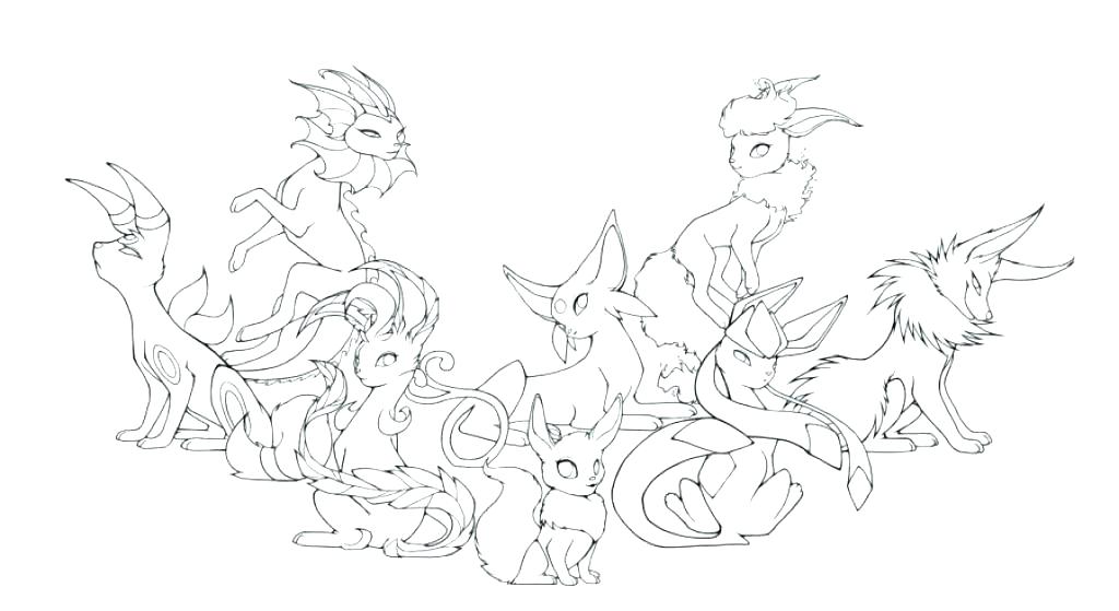 1024x559 Eevee Evolutions Coloring Pages Pokemon Coloring Pages All Eevee
