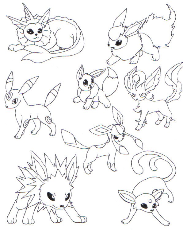 597x749 Pokemon Eeveelutions Coloring Pages