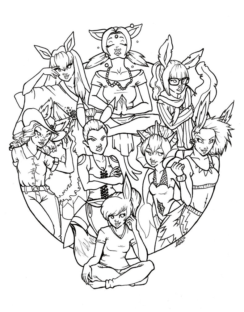 790x1011 All Eeveelutions Coloring Pages