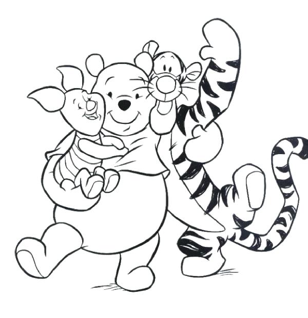 600x621 Eeyore Para Colorear Tiger Piglet And Pooh Hugging Each Other