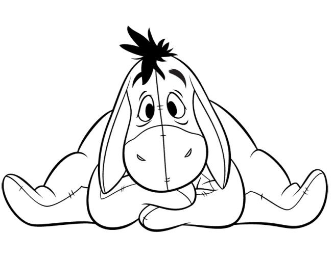 650x506 Cute Eeyore Cartoon Coloring Page Printable Disney Coloring