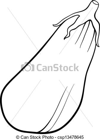 336x470 Eggplant Vegetable Cartoon For Coloring Book. Black And Eps