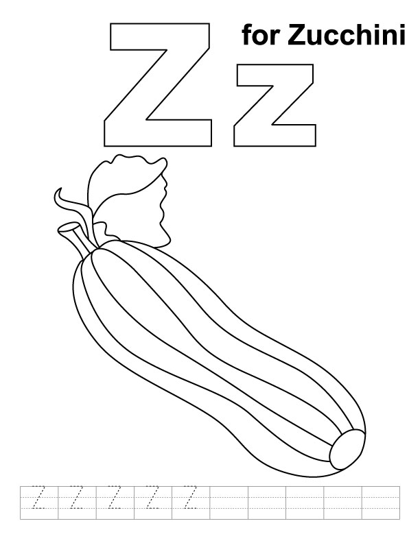 612x792 Zucchini Coloring Z For Page With Handwriting Practice