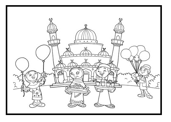 563x402 Kids Enjoying Eid Coloring Pages Coloring Pages