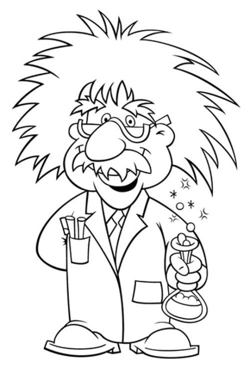 500x737 Albert Einstein Wore Glasses Coloring For Kids Stem Science
