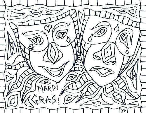 500x386 Mardi Gras Masks Coloring Pages Elaborate Mask Coloring Page Mardi