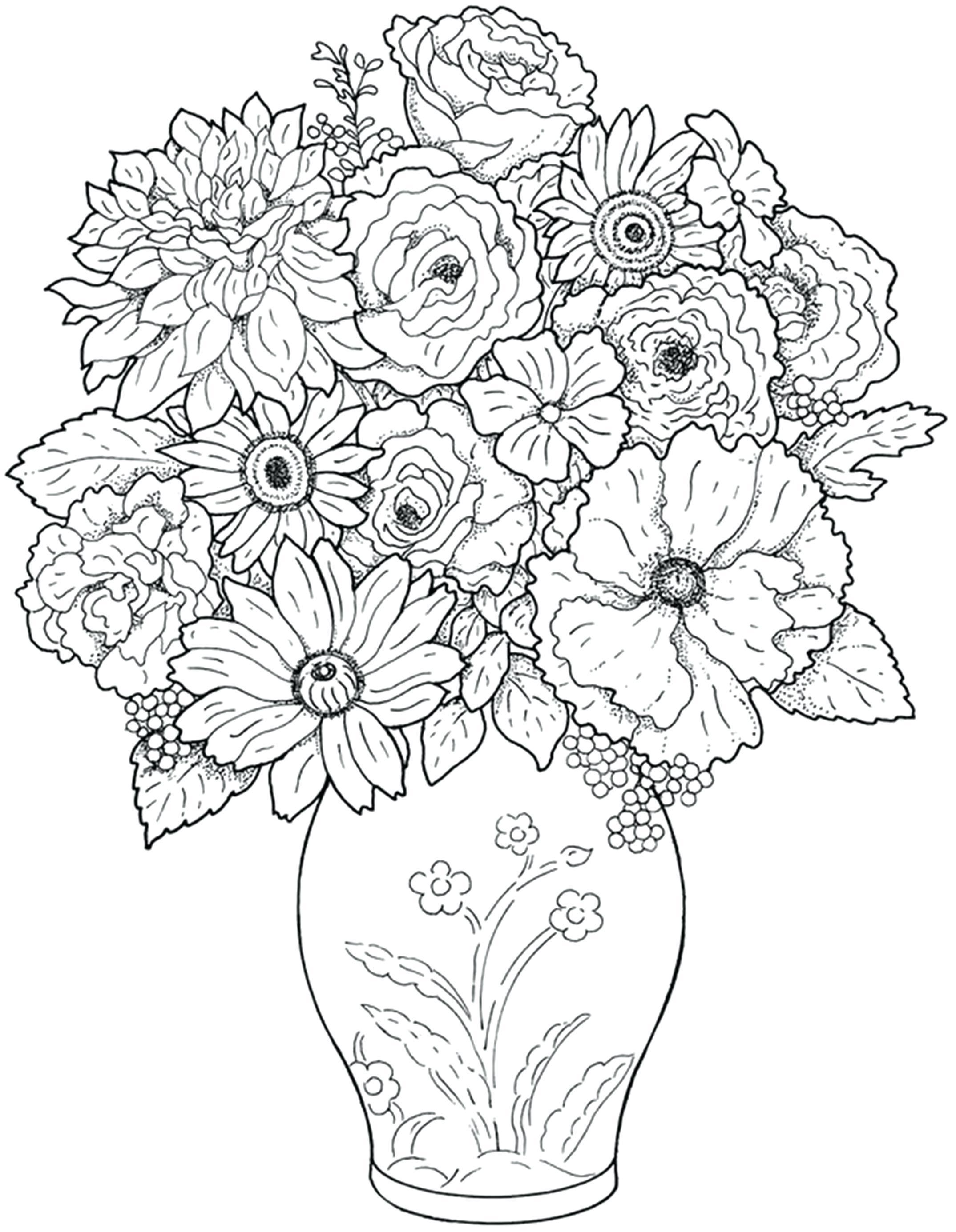 2149x2772 Stunning Coloring Of Flower Vase Page Fun Image Elaborate