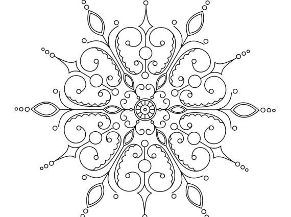 570x425 Snowflake Mandala Coloring Pages Elaborate Snowflake Yoga