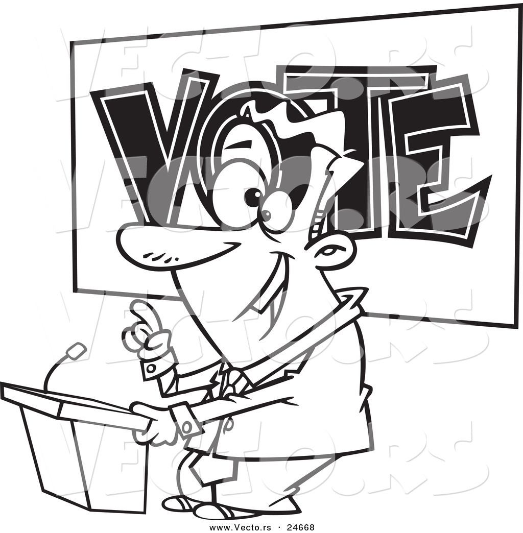 1024x1044 Vector Of A Cartoon Male Politician Giving A Speech Before