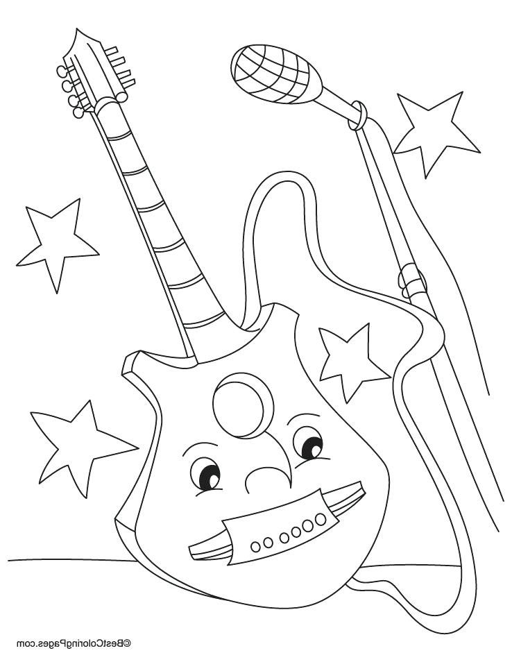 738x954 Electric Guitar Coloring Pages Acoustic Electric Guitar Colouring