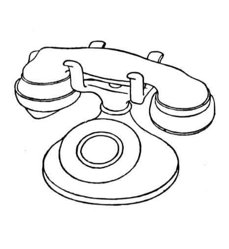 466x506 Old Telephone Electronic Coloring Page