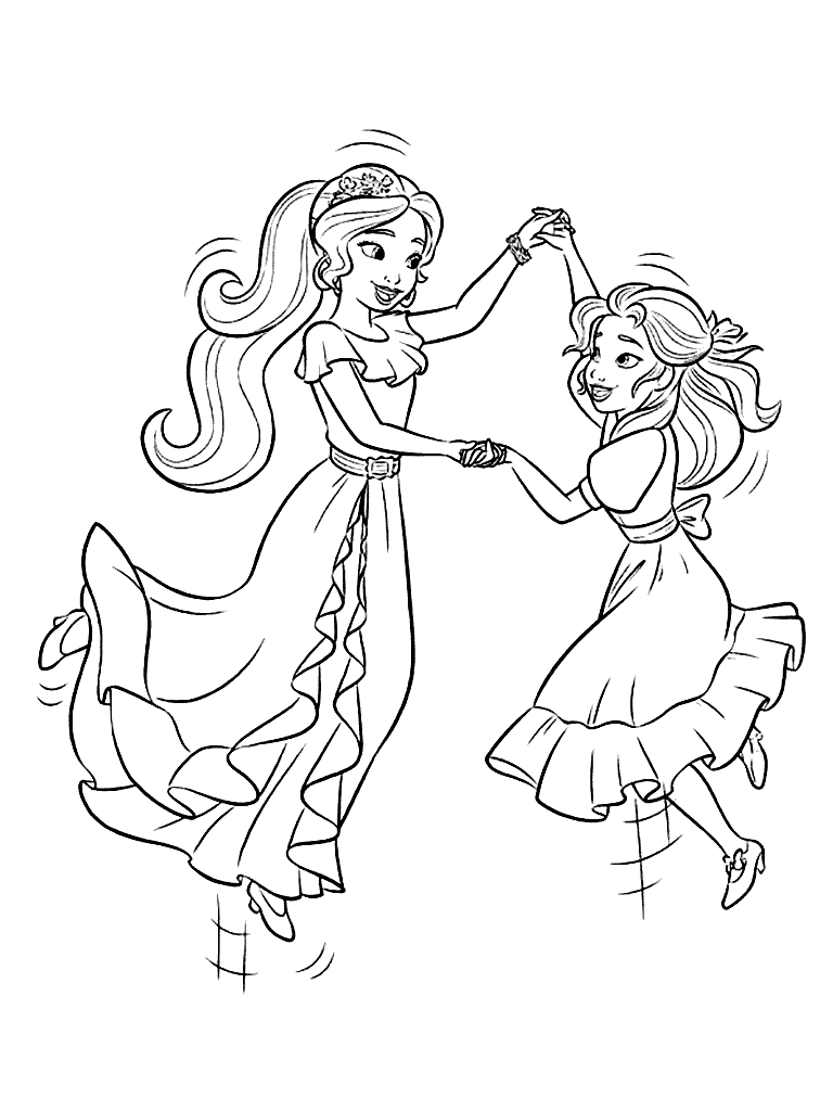 768x1024 Elena Of Avalor Coloring Pages Elena Dances With Sister Isabel
