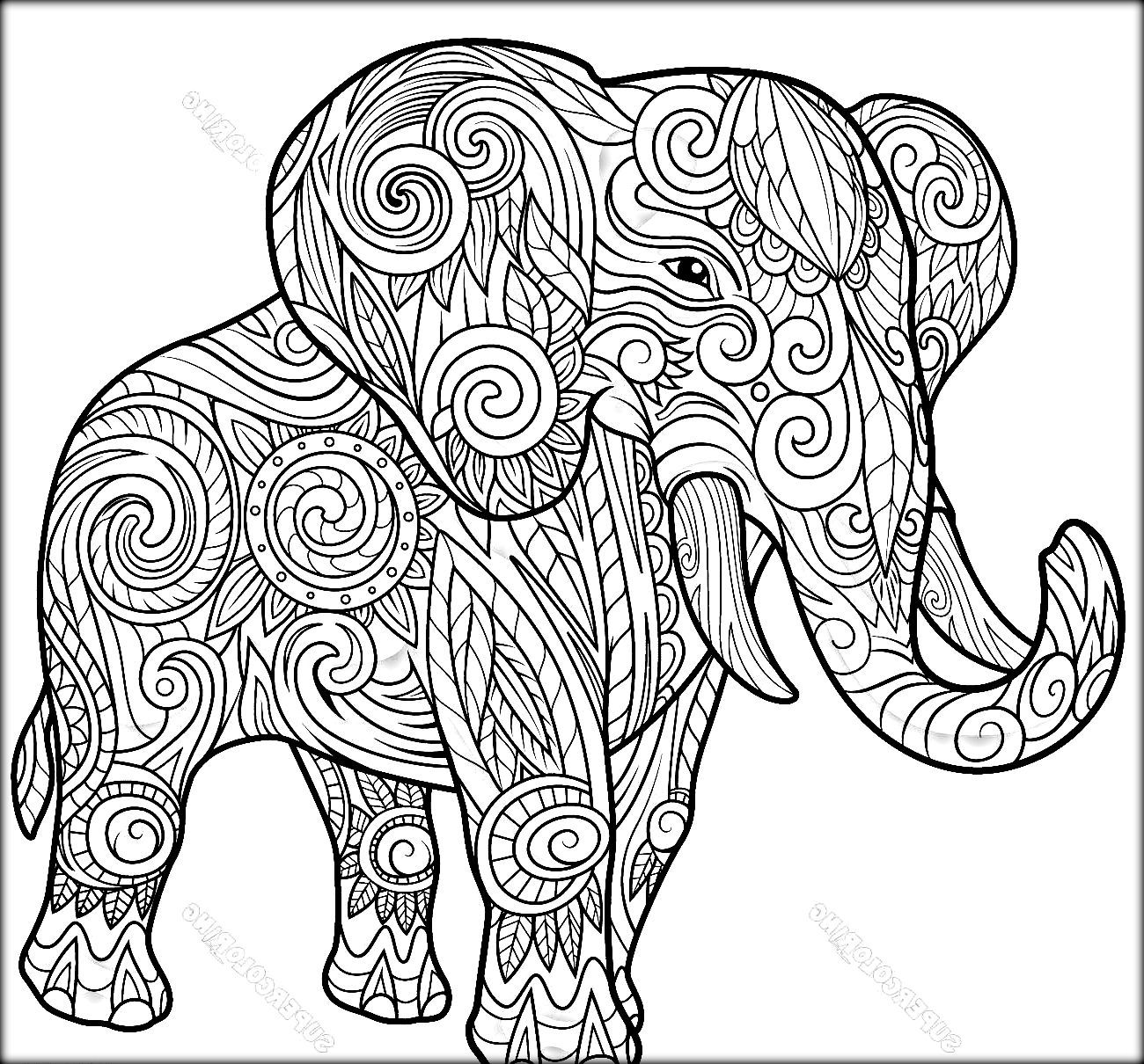 1300x1210 The Best Elephant Adult Coloring Pages Printable For Kids Cute