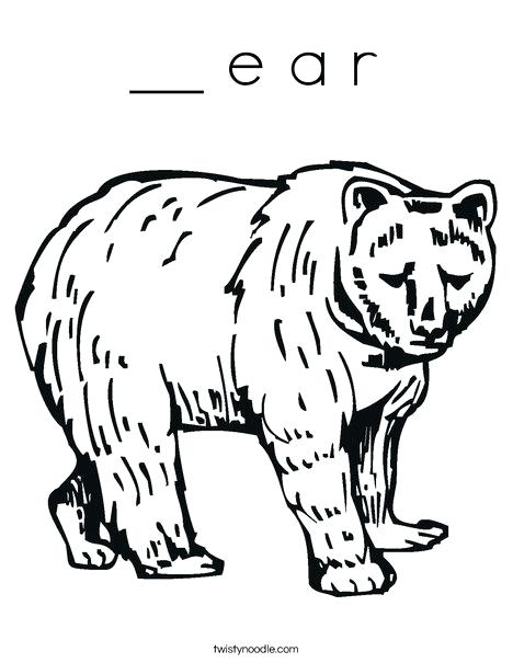 468x605 Ear Coloring Page Grizzly Bear Coloring Page Elephant Ear Coloring