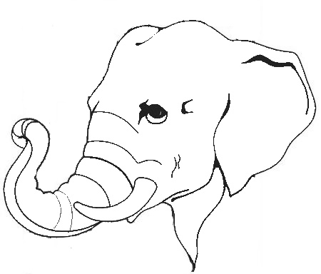 450x384 Modern Elephant Face Coloring Page Motif