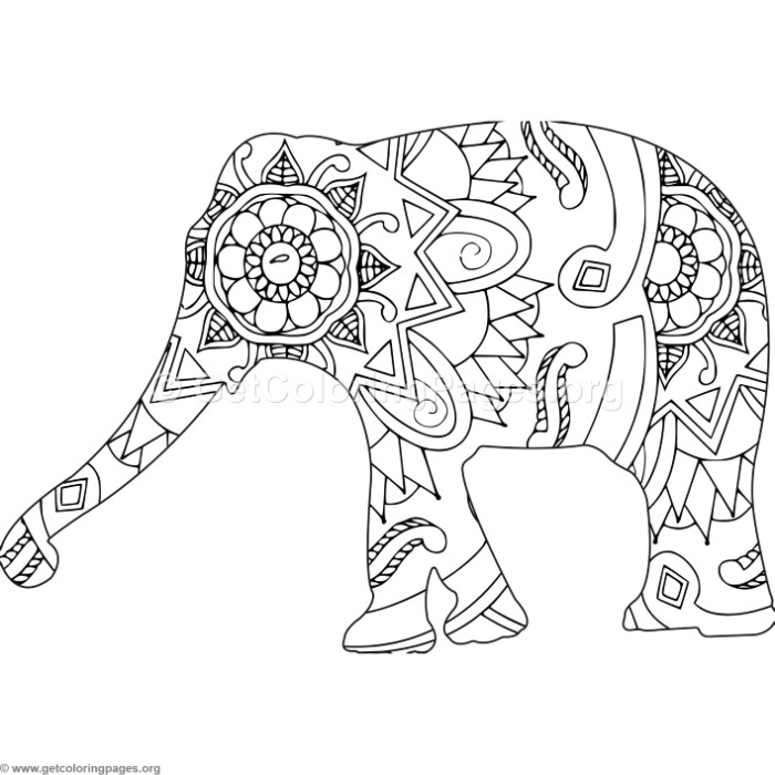 700x700 Zentangle African Elephant Coloring Pages