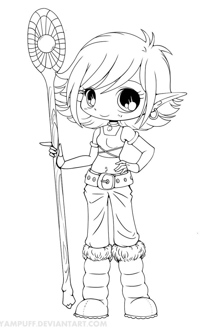 734x1087 Chibi Girl Coloring Pages To Print Coloring For Kids 2018