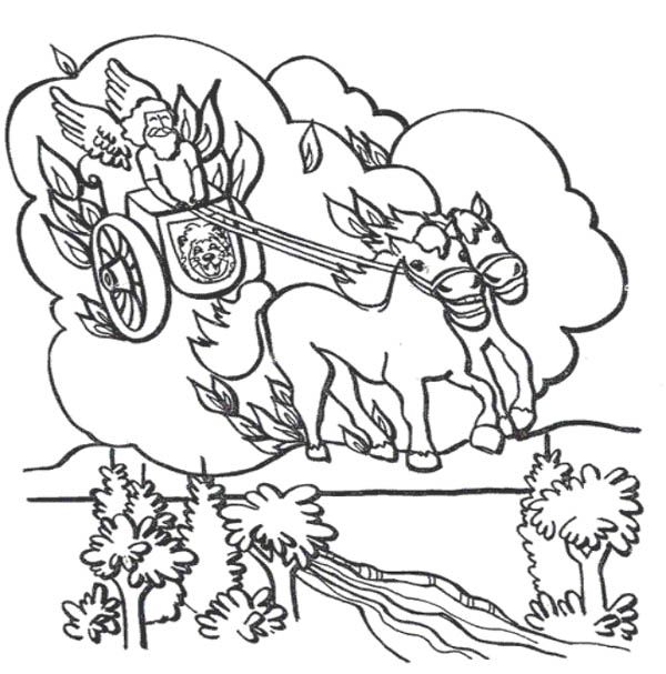 600x607 Elijah Chariot Of Fire Coloring Page