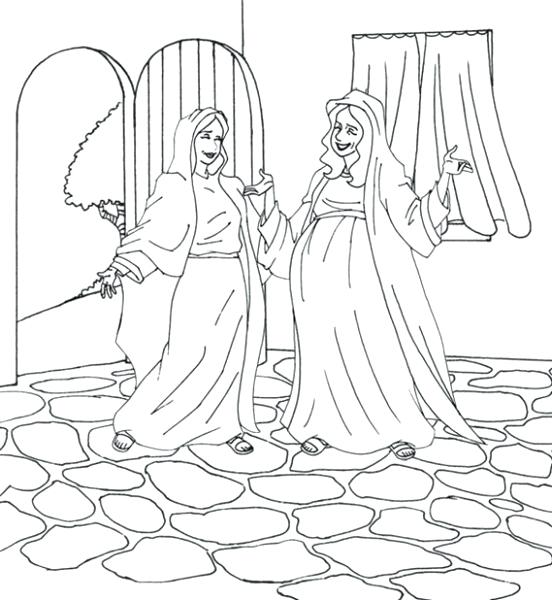 552x600 Mary Visits Elizabeth Coloring Page Visits 1 Colouring Coloring