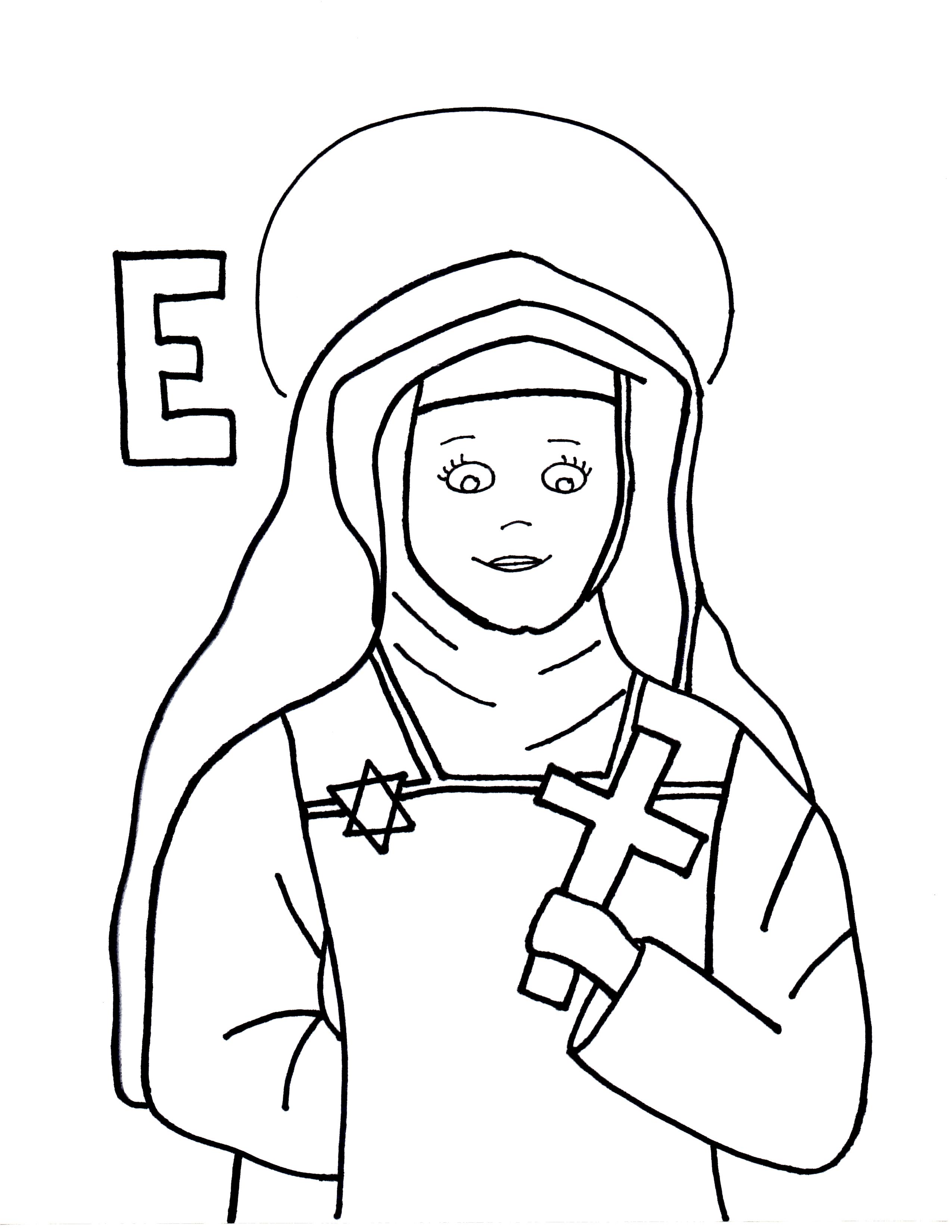 2550x3300 E Is For St. Edith Stein Saints To Color