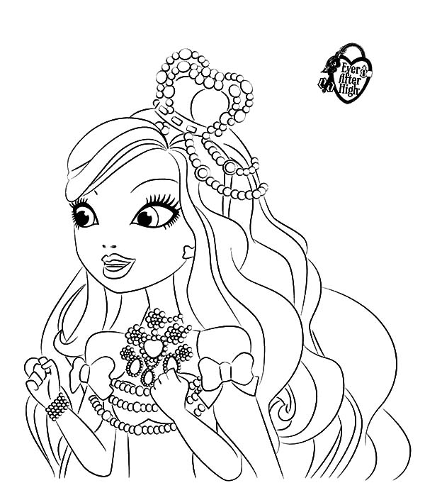 600x681 Ever After High Coloring Pages Fair Ashlynn Ella Wearing Beautiful