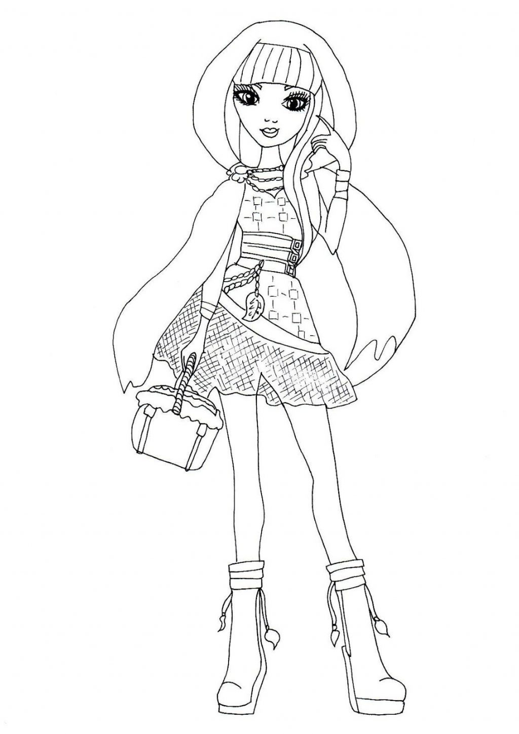 1024x1449 Ever After High Colouring Pages Raven Queen Madeline Hattering