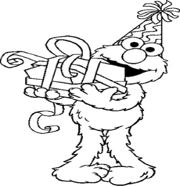 600x623 Free Elmo Birthday Coloring Pages Elmo Birthday Coloring Page 05