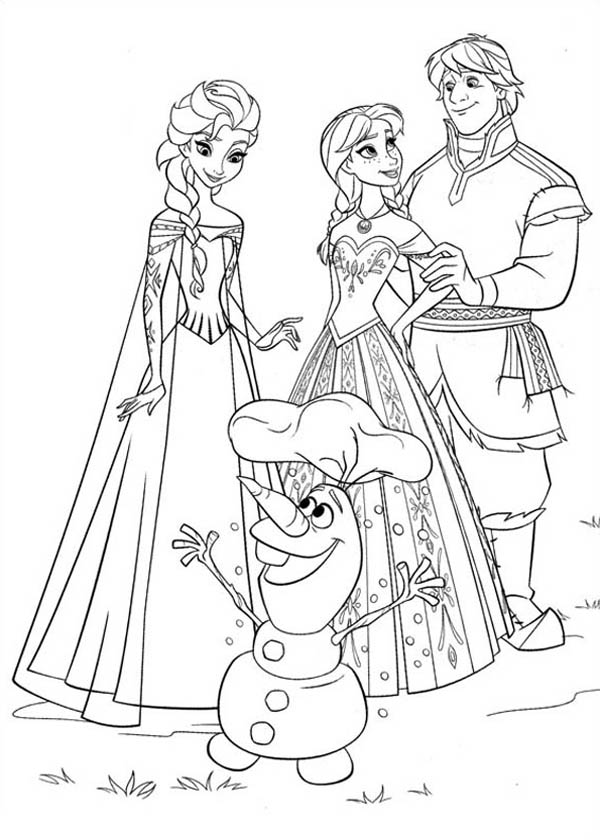 600x840 Anna Elsa Kristoff And Olaf Coloring Page