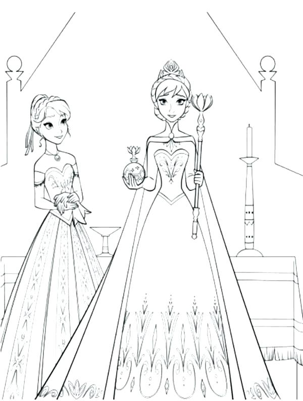 600x792 Frozen Coloring Pages Frozen Coloring Pages Young Elsa And Anna
