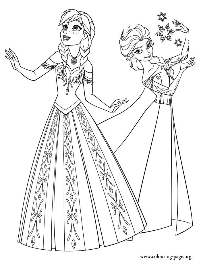 Elsa And Anna Coloring Pages Printable