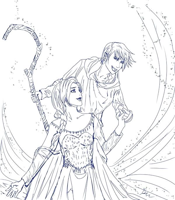 600x685 Elsa And Jack Frost Coloring Pages Let It Go By