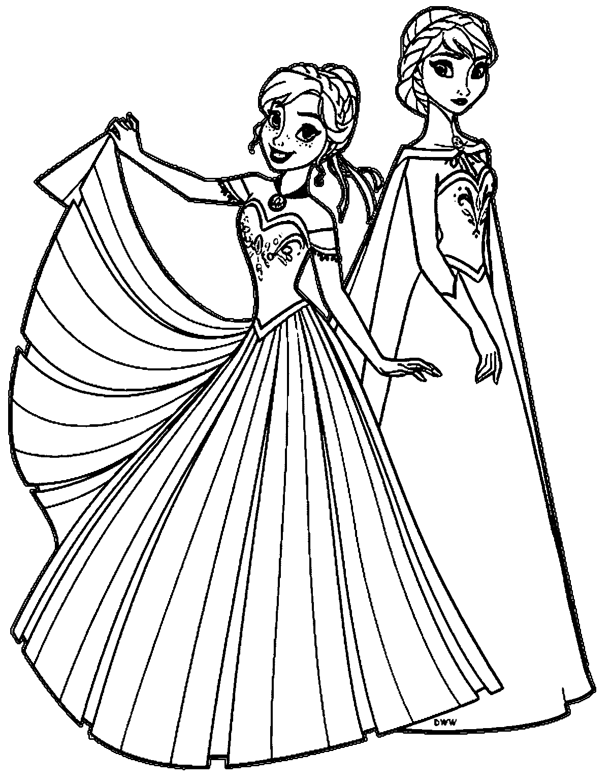 Elsa Anna Coloring Pages