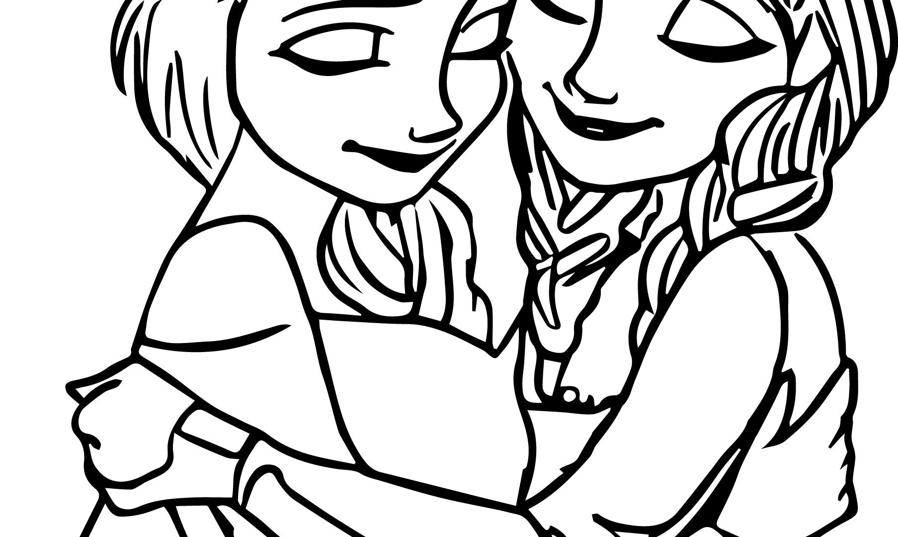1807x1080 Elsa And Anna Hug Free Coloring Page Disney Frozen Pages Cartoons