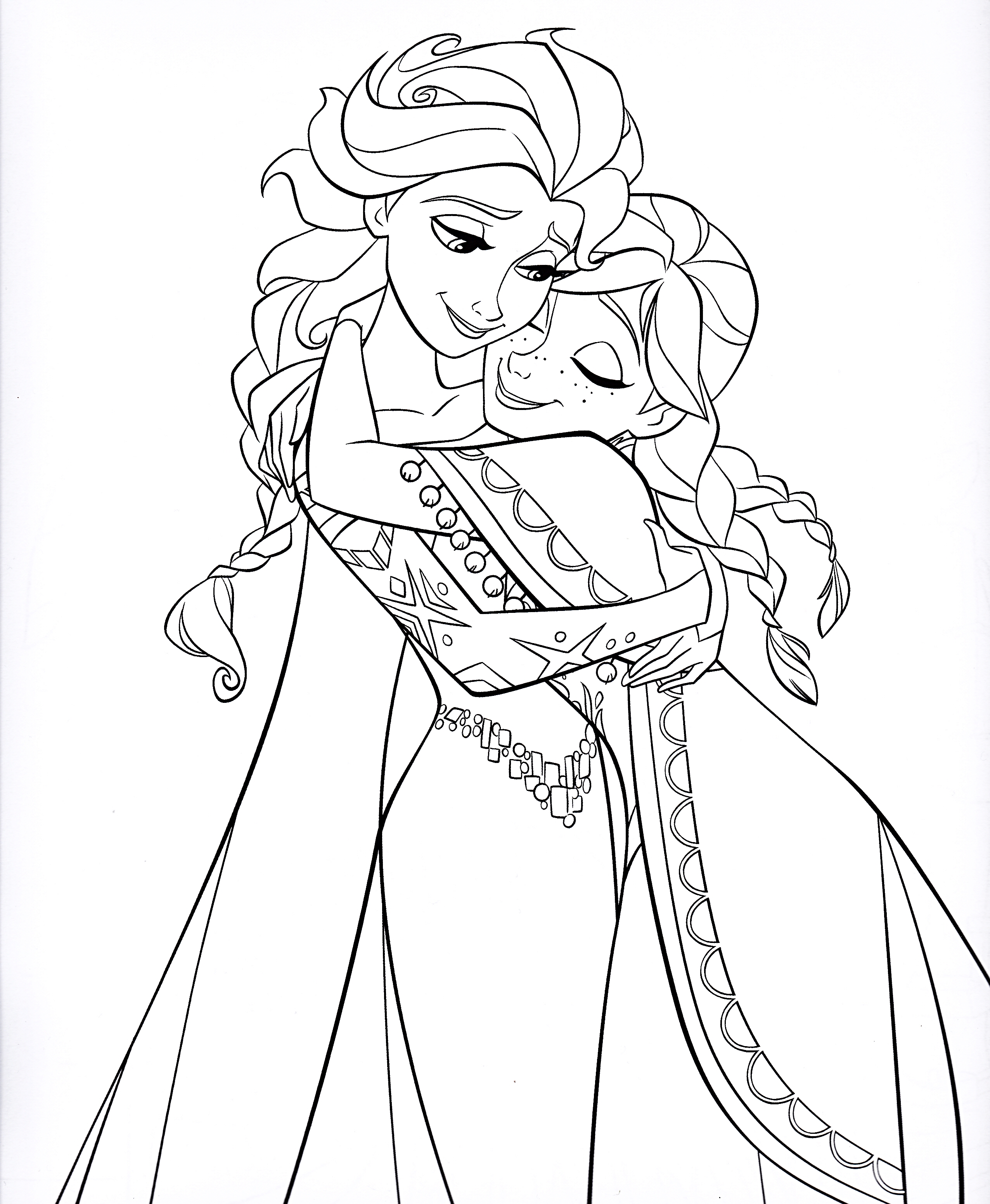 2552x3104 Elsa And Anna Free Coloring Page Disney, Frozen, Kids, Movies