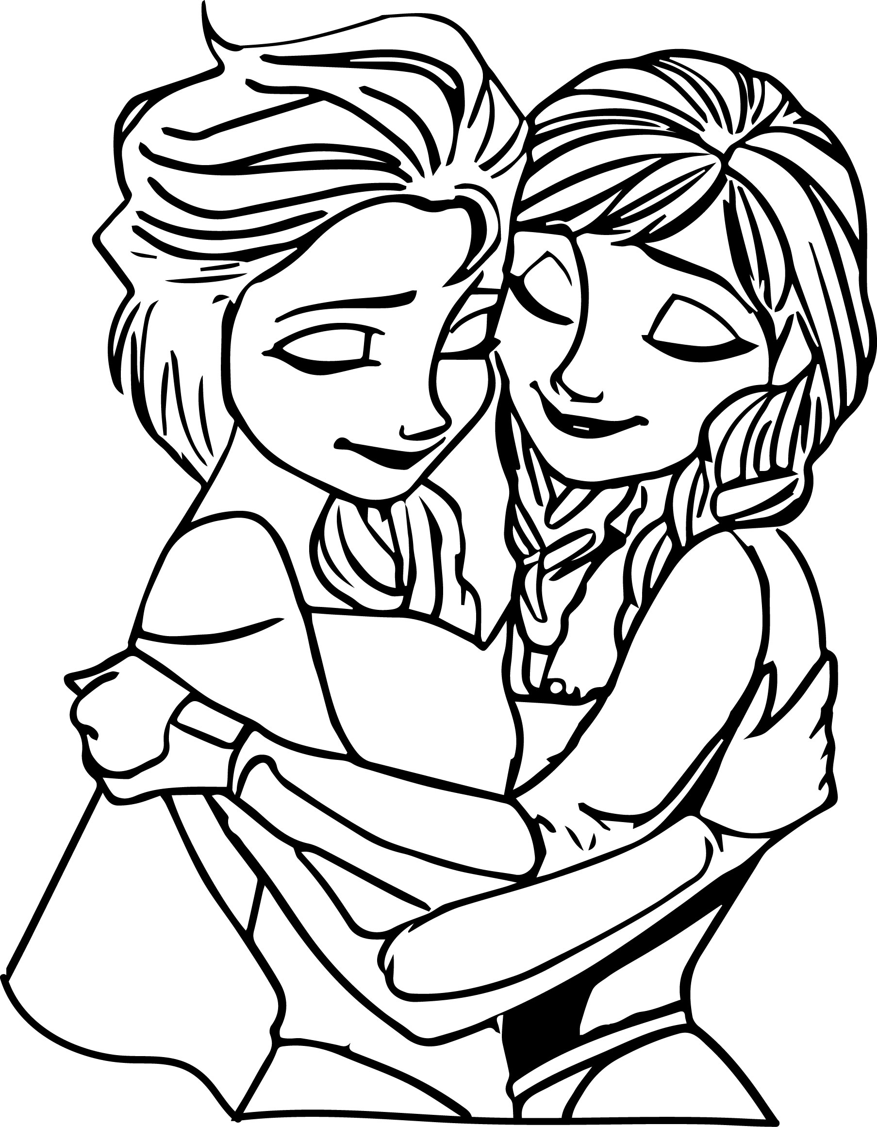 1807x2321 Elsa And Anna Hug Free Coloring Page Disney, Frozen, Kids