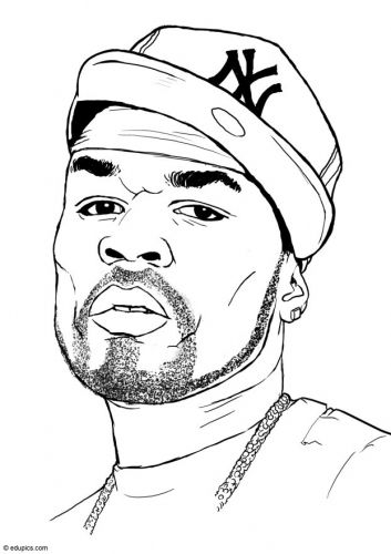 353x500 Coloring Page 50 Cent Famous People Coloring Pages