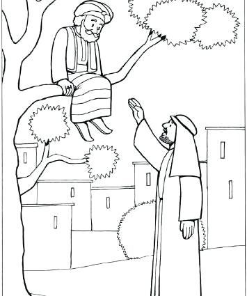 355x425 Zacchaeus Coloring Page In A Tree Bible Craft For Ministry