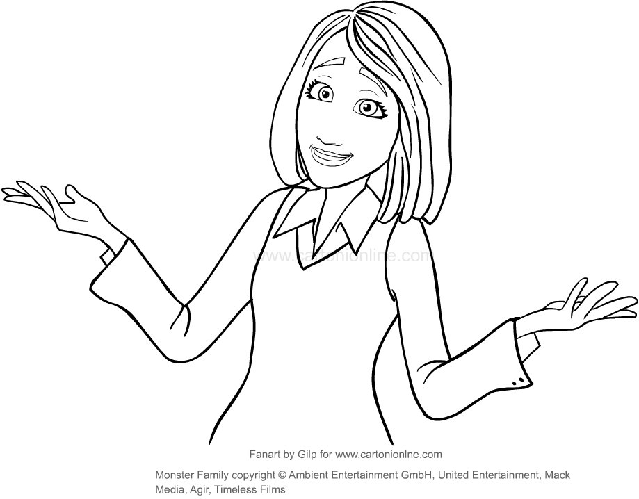 919x718 Drawing Emma Human (Monster Family) Coloring Page