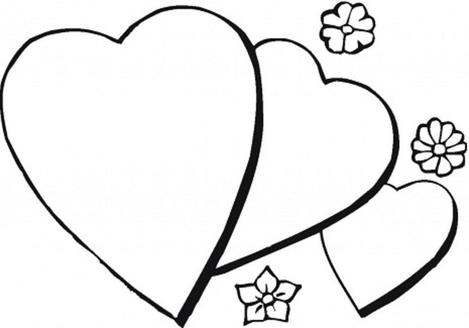 930x650 Love Heart Colouring Pages Heart Coloring Pages With Flowers
