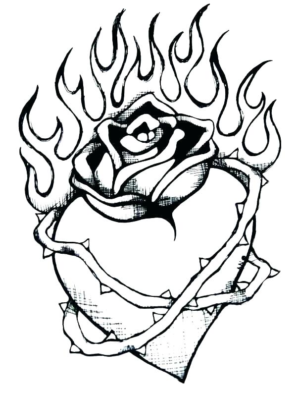 600x797 Coloring Pages Love Hearts Heart And Roses Color Pin Drawn Rose