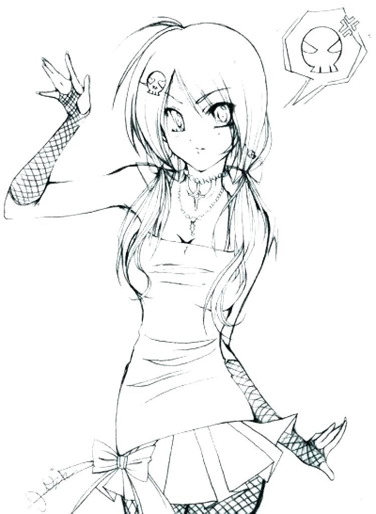 750x1024 Cool Coloring Pages For Girls More Images Of Emo Girl Coloring