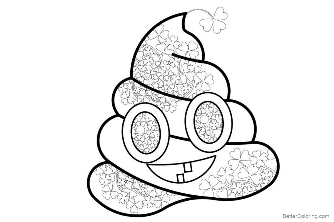 1100x730 Poop Emoji Coloring Pages With Shamrock