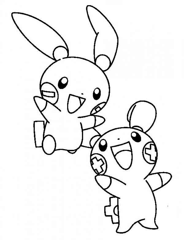 600x783 Plusle And Minun Legendary Pokemon Coloring Page Pokemon 3