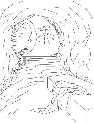 300x393 The Empty Tomb In Jesus Resurrection Coloring Page 300x393.jpg