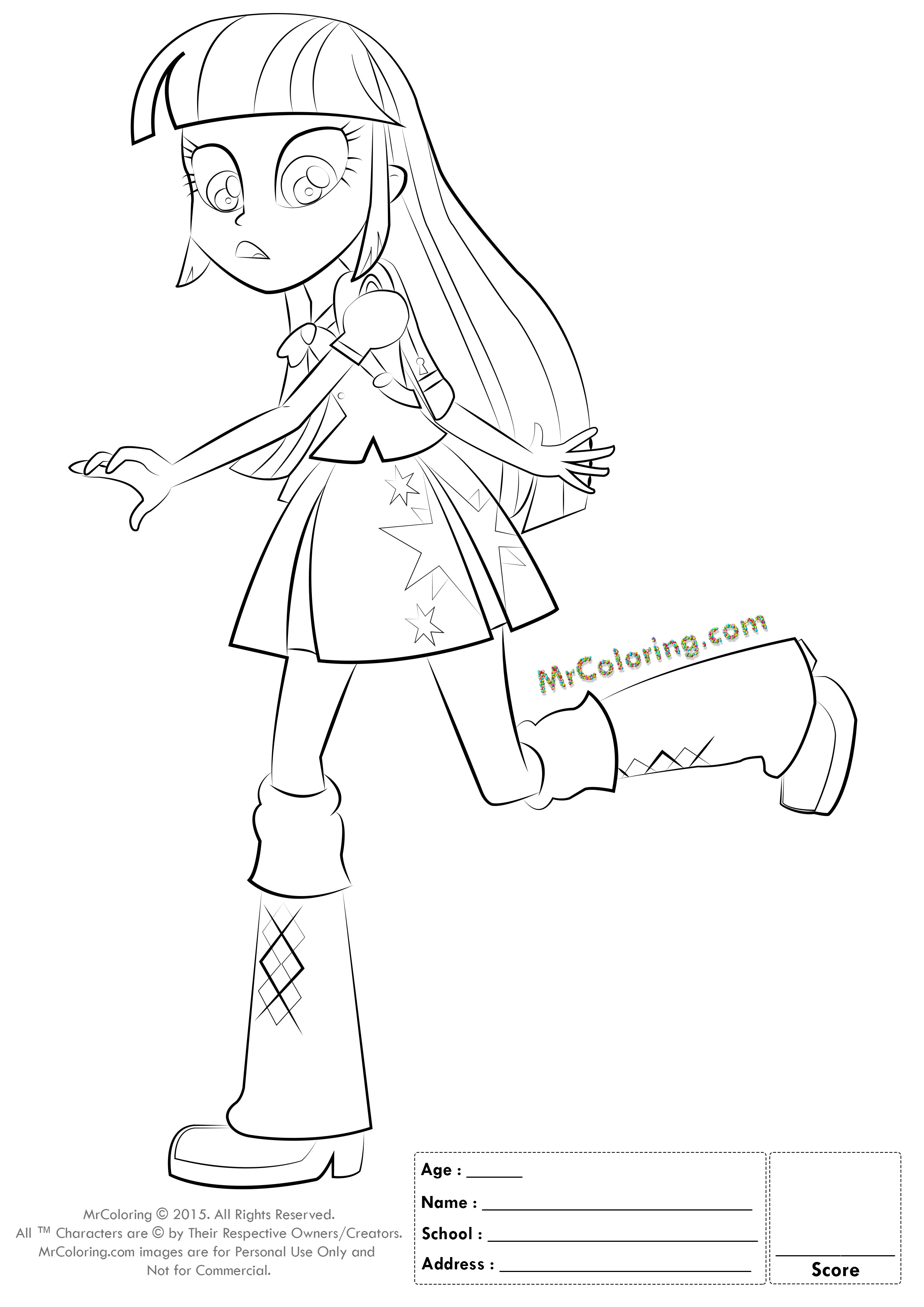 2480x3508 Twilight Sparkle Equestria Girls Coloring Pages 291067 Striking
