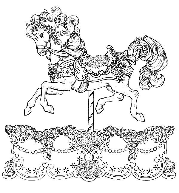 600x648 Beautiful Carousel Horse Coloring Pages To Print