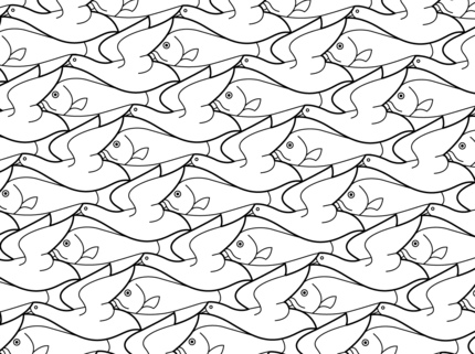 430x321 Bird Fish Tessellation By M.c. Escher Coloring Page Para
